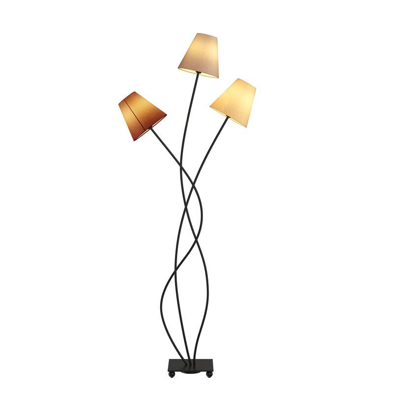 Lindby Stehleuchte Melis 130cm 3-flammig LED warmweiß schwarz braun grau Leuchte - 4251096545739
