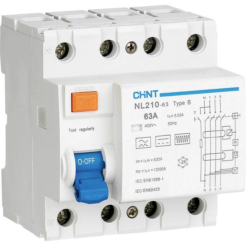 Chint Fehlerstromschutzschalter FI B/10 kA 3polig 63A 0.3A RCD Schutzschalter - 6901800803157