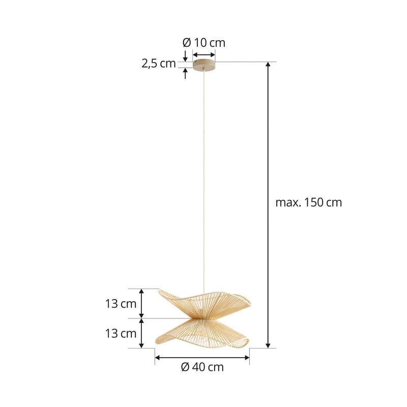 Lindby Pendelleuchte Hängeleuchte Valdorin LED Lampe dimmbar beige Ø40cm 80W - 4251911775303