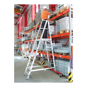 D-Ware Euroline Alu-Podestleiter klappbar 1x12 Aluminium Arbeitsplattform 4,57m 4,31m