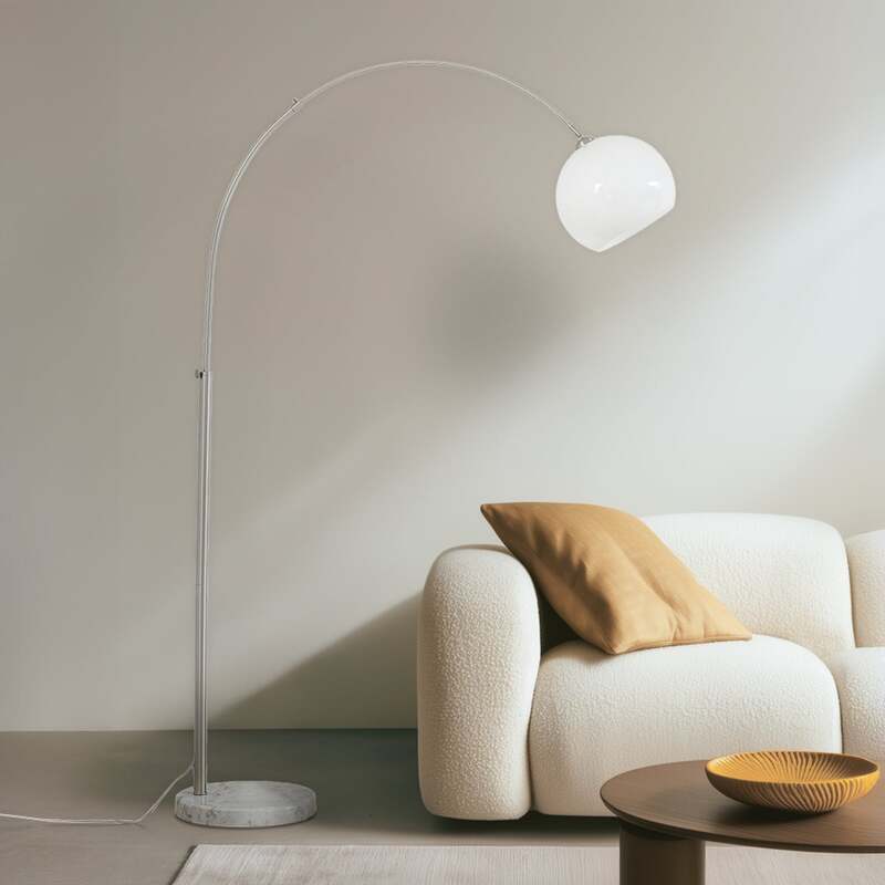 Lindby Bogenleuchte Alverton weiß nickel 197 cm Metall Glas E27 15 W - 4255830904271