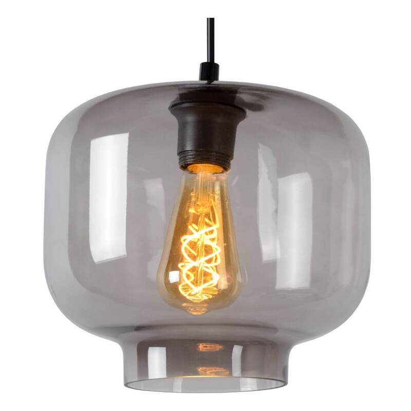 Lucide Hängeleuchte Pendelleuchte Medine Glas Rauchgrau Ø 25 cm E27 LED Lampe - 5411212460554