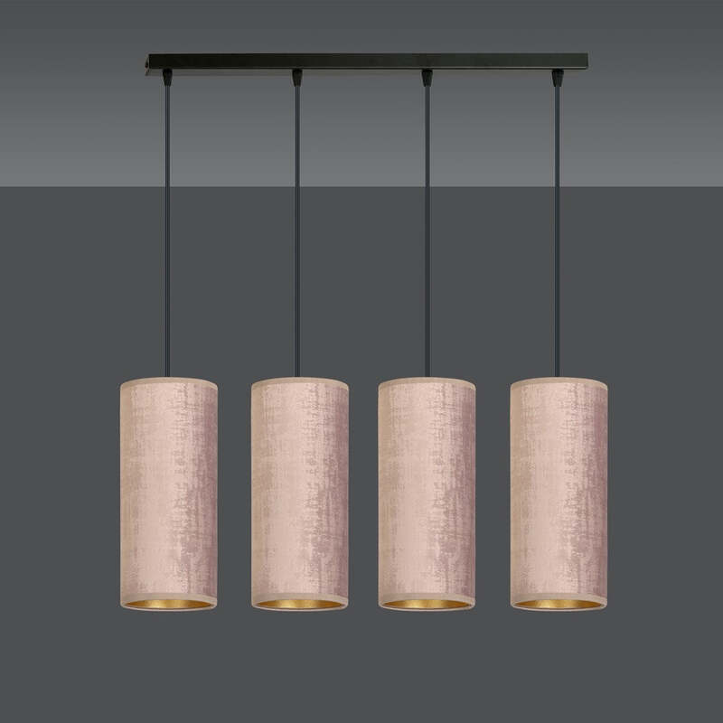 EMIBIG LIGHTING Pendellampe Joni Hängeleuchte Leuchte Textil 4fl lang rosé-gold - 5901738920910