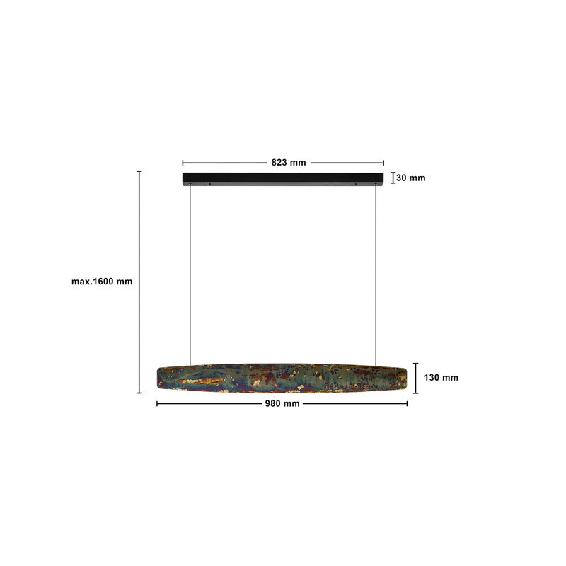 Quitani Pendelleuchte Hängelampe LED gold Aluminium Schlagmetall Persida 98 cm - 10012663