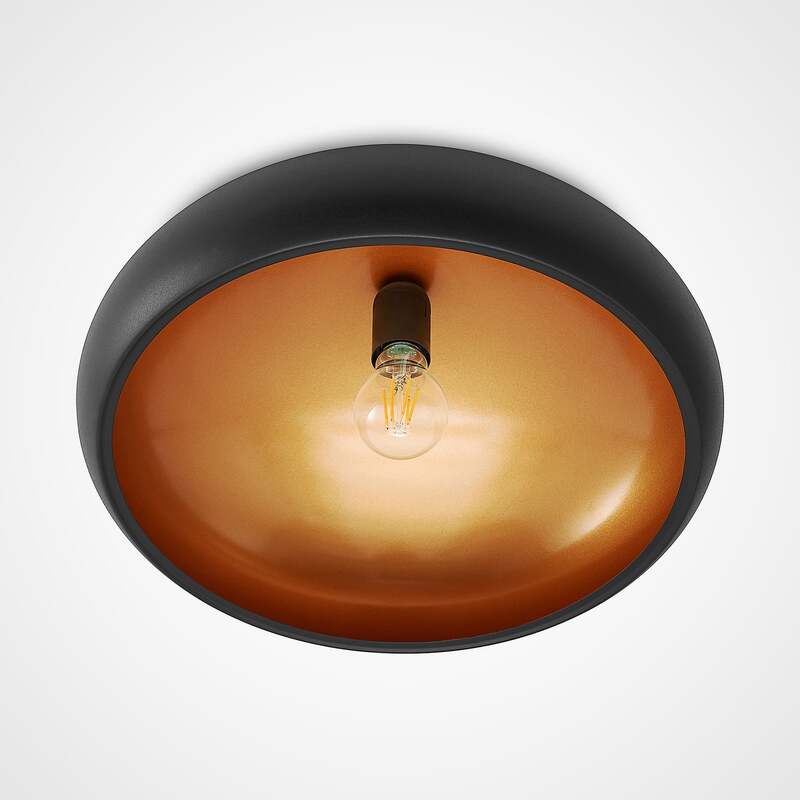 Lindby Deckenlampe Gerwina LED Lampe Leuchte dimmbar schwarz gold Ø40cm 1x60W - 4251096560619