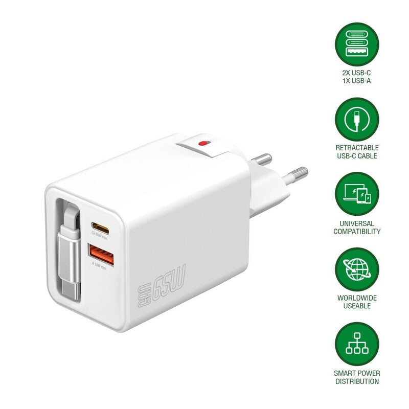 4smarts Netzladegerät Ladegerät USB-C GaN Flex Jojo Kabel weiß Reiseadapter 65 W - 4252011911738