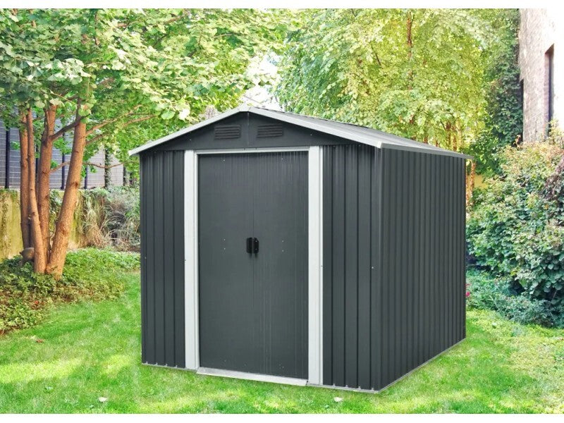 Pergart Metallgerätehaus Grau-Creme 3,66 m² Gartenhaus Aufbewahrung 206cm hoch - 4005717207441