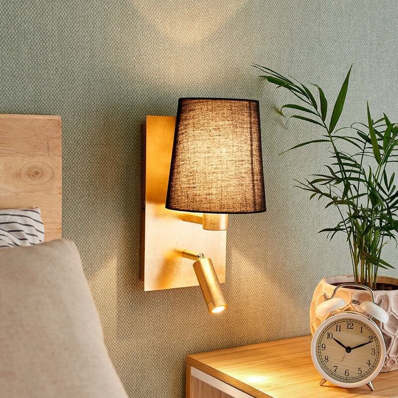 Lindby Wandleuchte Aiden Leselampe Flurleuchte Lampe Leuchte 40W schwarz gold - 4251096554762