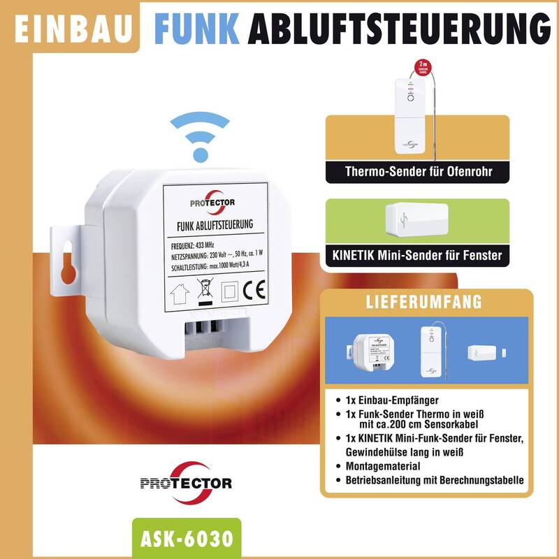 M-E Funk-Abluftsteuerung Steuergerät Empfänger Einbau Dunstabzugshaube Weiß - 4260070563072