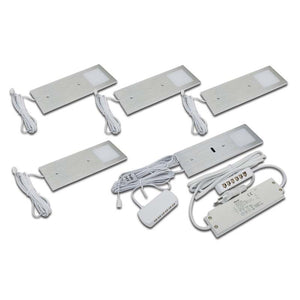 B-Ware Hera LED Unterbaulampe Eco-Pad F 5x Set dimmbar warmweiß Aluminium 3000K