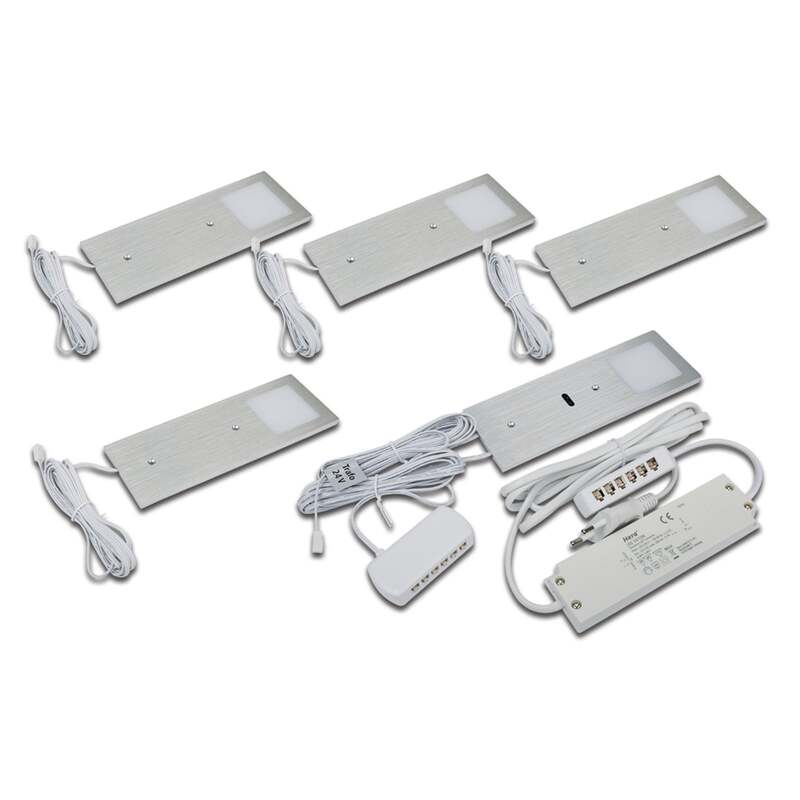 Hera LED Unterbaulampe Eco-Pad F 5x Set dimmbar warmweiß Aluminium 3000K - 4051268211123