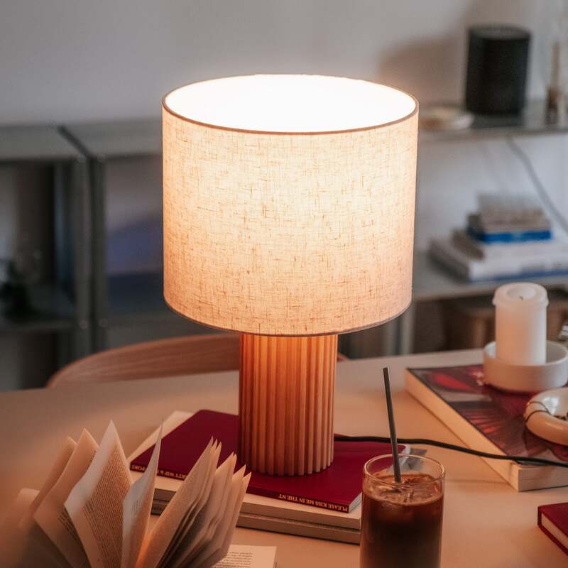 Lindby Tischleuchte Kimiko 38 cm Holz Textil beige E27 15 W mit Schalter - 4251911798517
