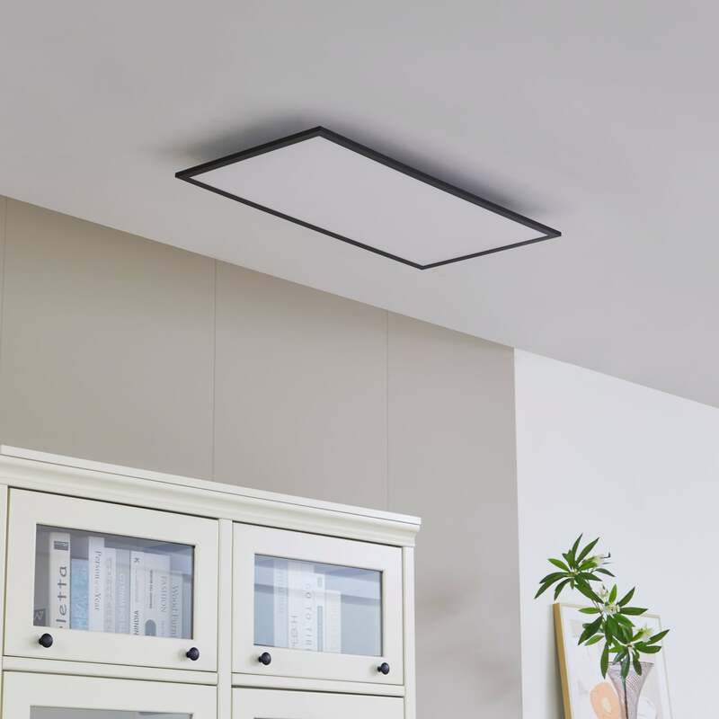 Lindby Deckenleuchte Lamin LED Panel CCT dimmbar Fernbedienung schwarz 80x40cm - 4251911765885