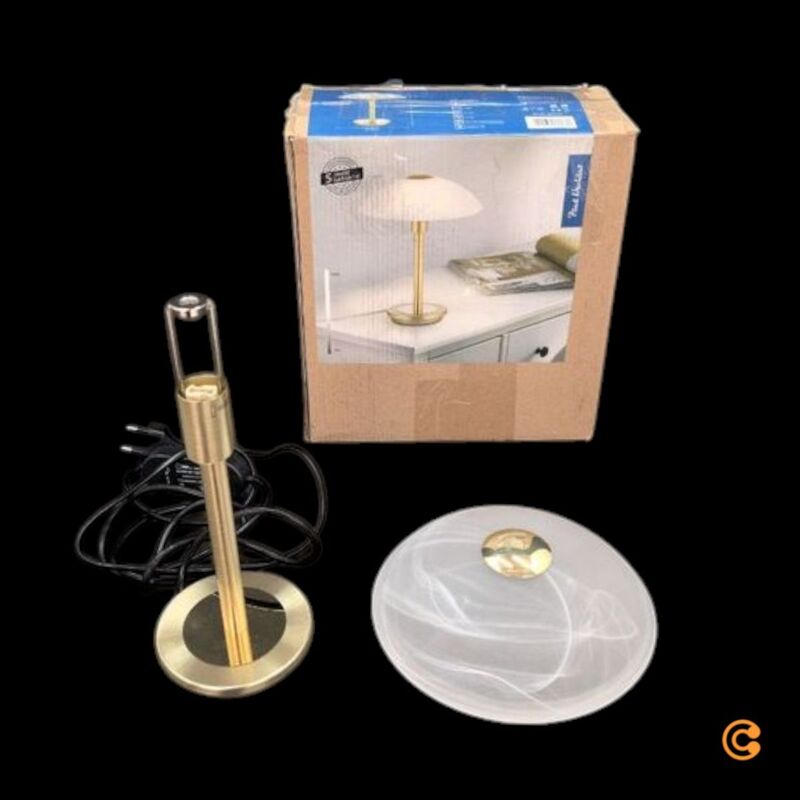 Paul Neuhaus Tischleuchte Enova LED Lampe dimmbar messing weiß 28cm Höhe 20cm Ø - 4012248376676