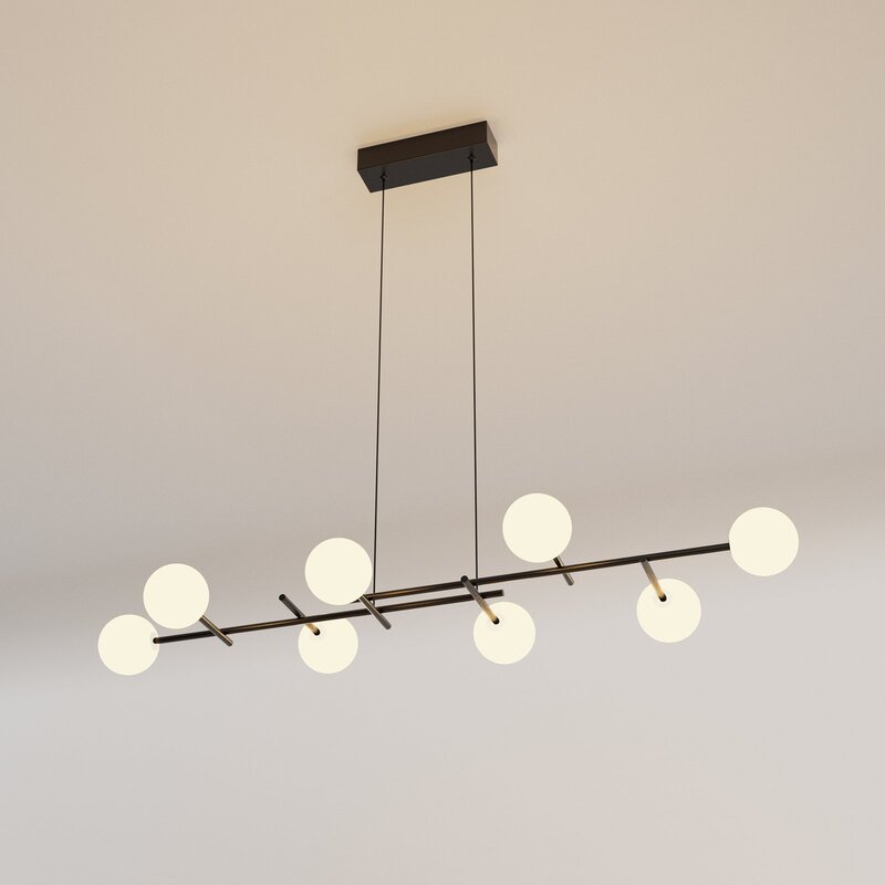 Mantra Iluminación Hängeleuchte Cellar Eisen schwarz Glas weiß 8-flammig Lampe - 8435153276316