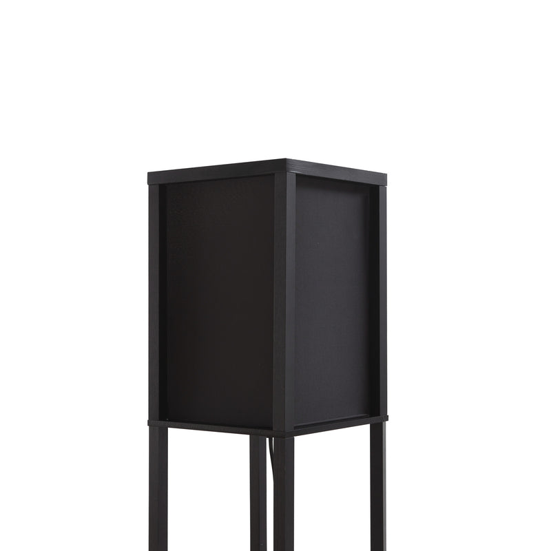 Lindby Stehleuchte Birta schwarz Regal Holz Lampe 159cm E27 15W LED Leuchte - 4251911772807