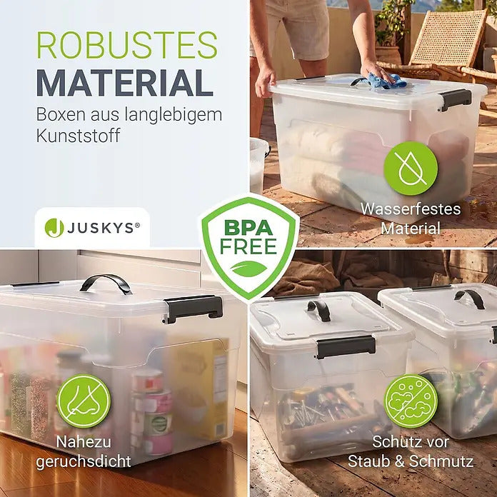 Aufbewahrungsbox Kunststoffbox 30L Set 6-teilig grau weiß semitransparent - 4260565529286