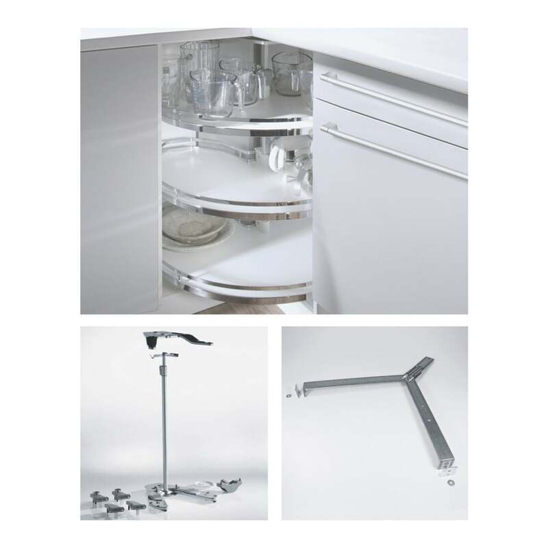 HETTICH Küchenunterschrank Eckschrankdrehbeschlag Revo 90° 800mm silber Stahl - 4023149124754