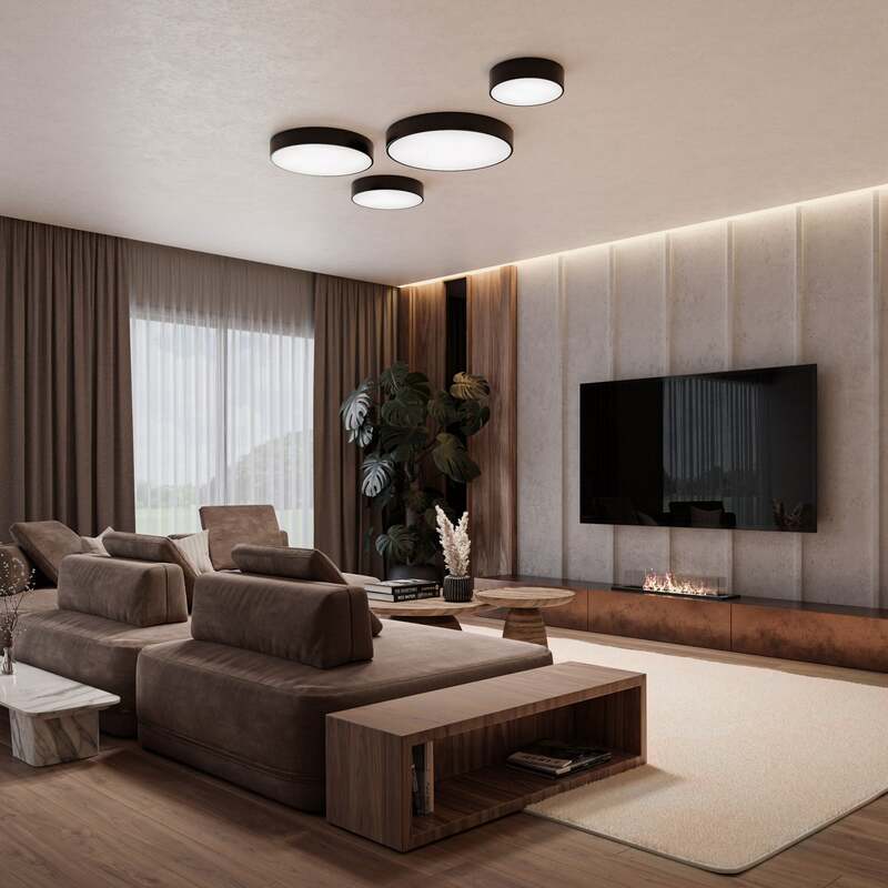 Temar Deckenlampe Cleo 400 LED Lampe Bewegungsmelder IP54 schwarz Ø40cm Metall - 5907623600059