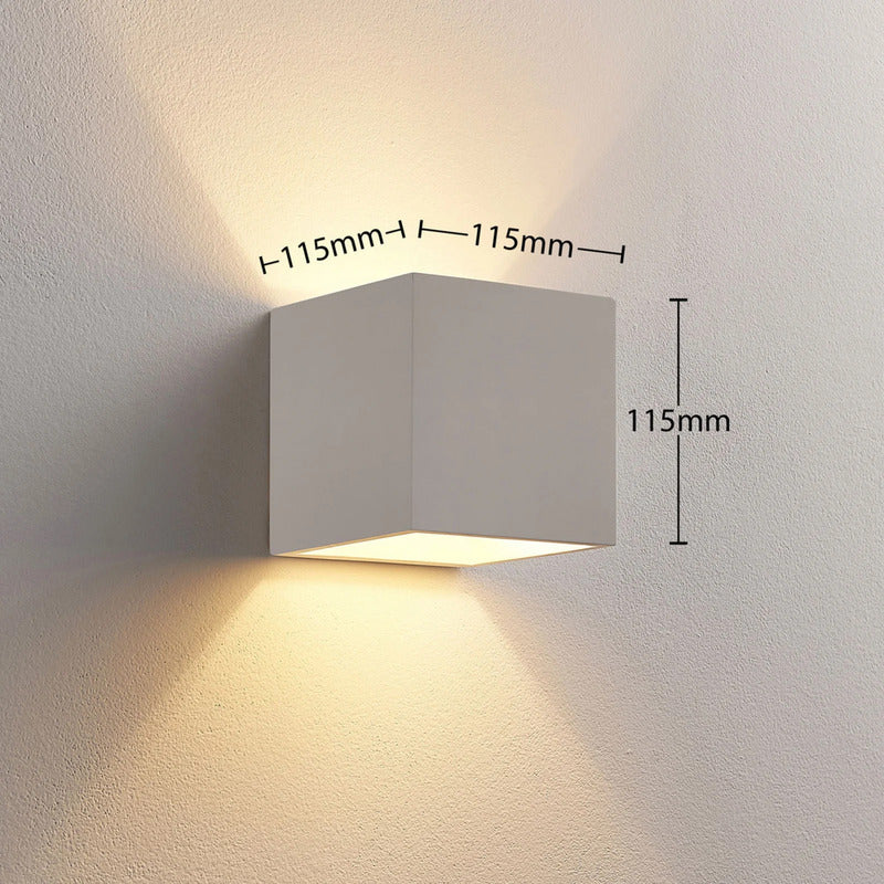 Lindby Wandleuchte Kay LED Wandlampe dimmbar Gips weiß 11,5x11,5cm IP20 - 4251096535693