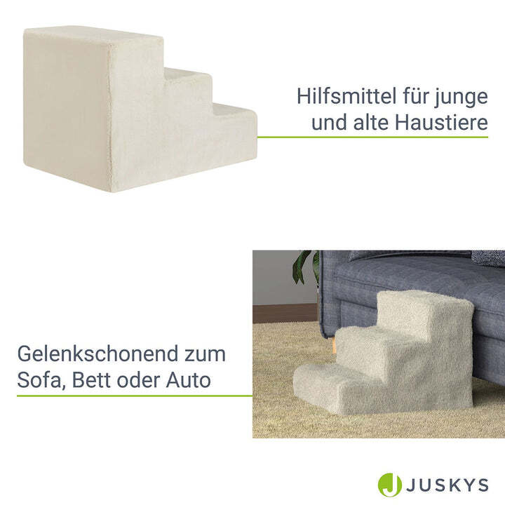 Haustiertreppe Timmy 3 Stufen Ein- und Ausstiegshilfe für Haustiere beige 36cm - 4260565527879