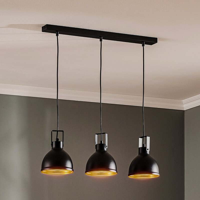 Euluna Hängeleuchte Trial LED Pendelleuchte dimmbar schwarz gold 3-flammig 60cm - 5907554418235