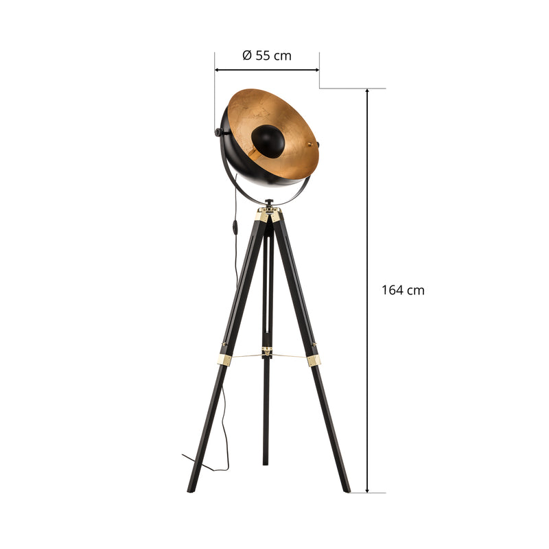 Stehlampe Covaleda Dreibein schwarz/gold höhenverstellbar 164 cm Eglo - 9002759496180