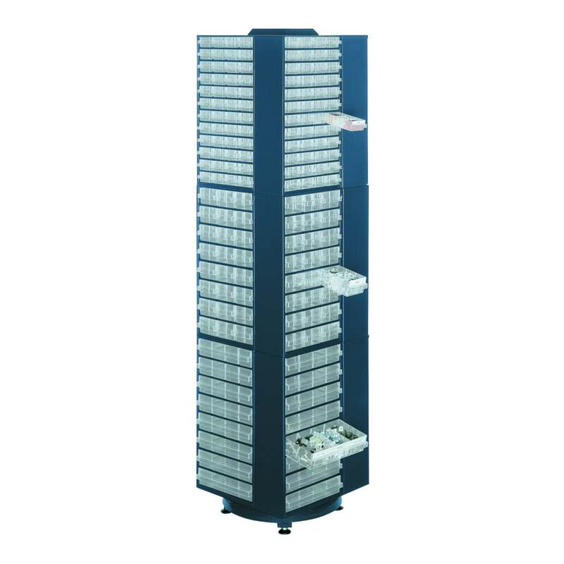 Raaco Drehturm Kleinteilemagazin Typ 0 stahlblau 680mm Durchmesser 1760mm Höhe - 5733439137447