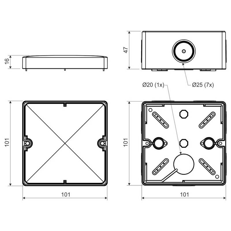KOPOS Abzweigdose halogenfrei 101x101x63mm flammwidrig bis 850°C hell-grau - 8595568910615