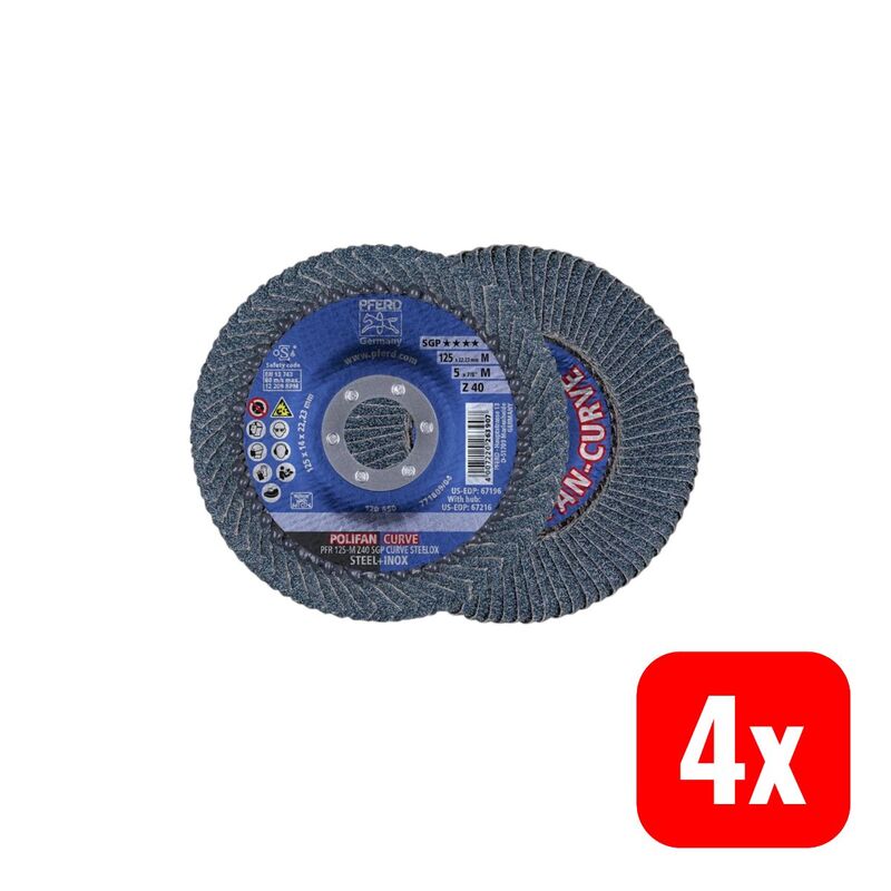PFERD TOOLS Fächerschleifscheibe SGP PFR 125-M Ø125mm Bohrung 22,23mm 2er-Set - 4007220229910