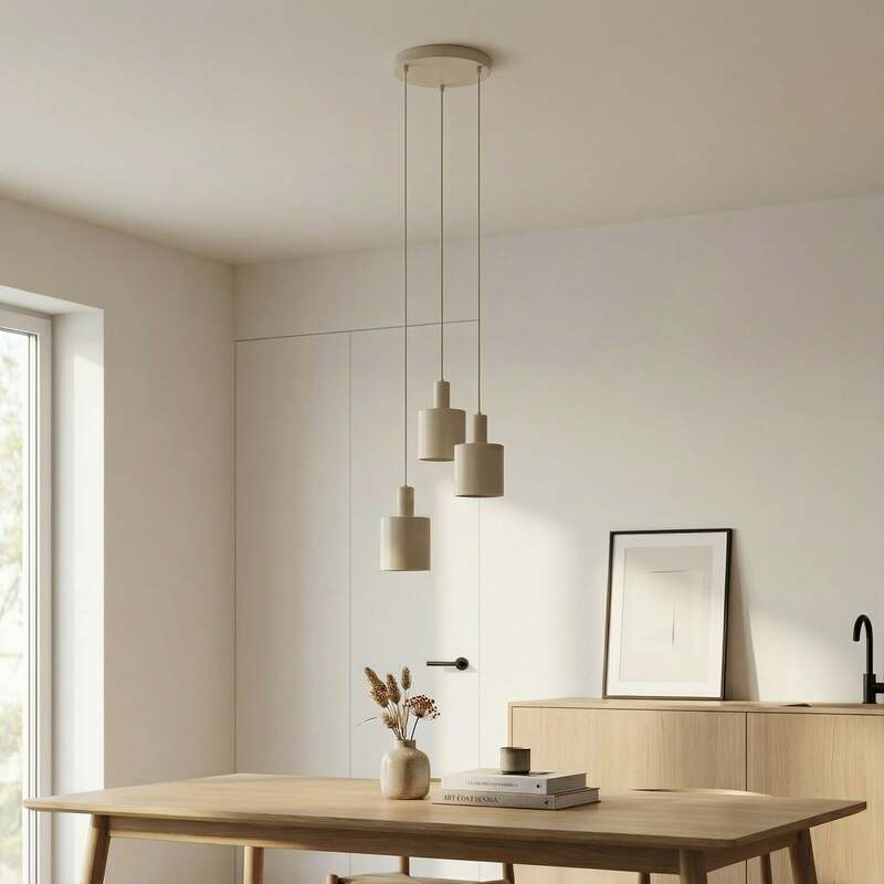 Lindby Hängelampe Hängeleuchte Ovelia LED Pendelleuchte dimmbar beige 3-flammig - 4251911775273