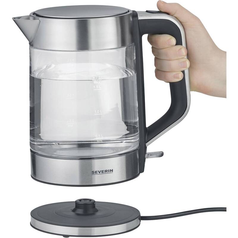 Severin Wasserkocher Teekocher Glas Edelstahl schwarz 2200W 1,7l kabelgebunden - 4008146033896