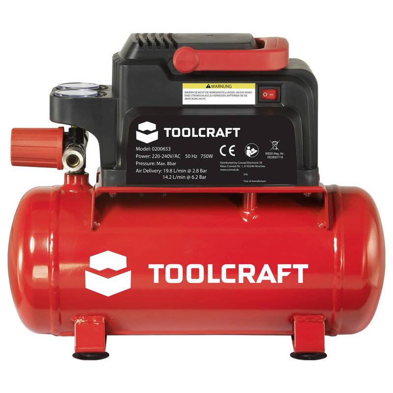 Toolcraft Druckluftkompressor Kompressor Luftkompressor Druckluftgerät 6 l 8 bar - 4064161474007