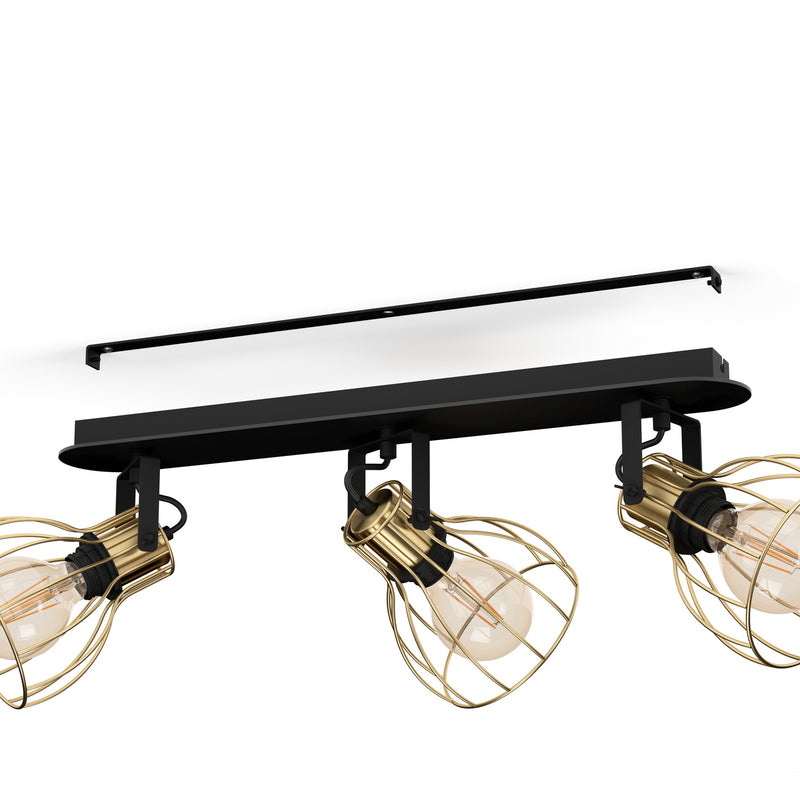 EGLO Deckenlampe 3-flammig Sambatello LED Lampe dimmbar schwarz/gold 70x15cm - 9008606243655