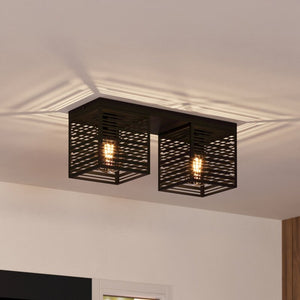 B-Ware EGLO Deckenlampe Deckenleuchte Leuchte Piedritas zwei schwarze Quaderschirme