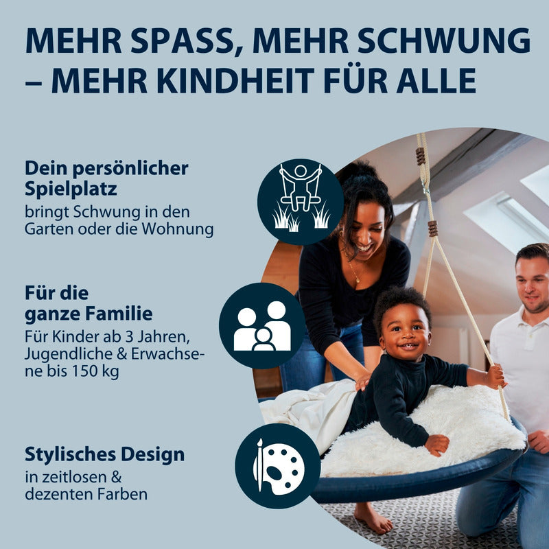 HUDORA Nestschaukel Lounge 110 cm blau für Kinder ab 3 Jahren Indoor Outdoor - 4005998722114