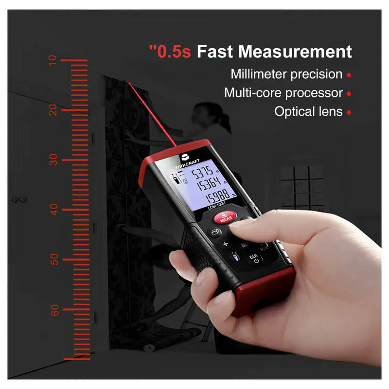 TOOLCRAFT LDM100H Laser-Distanzmesser 0.05-100m ±1.5mm IP54 Funktionen: Fläch... - 4016139147604