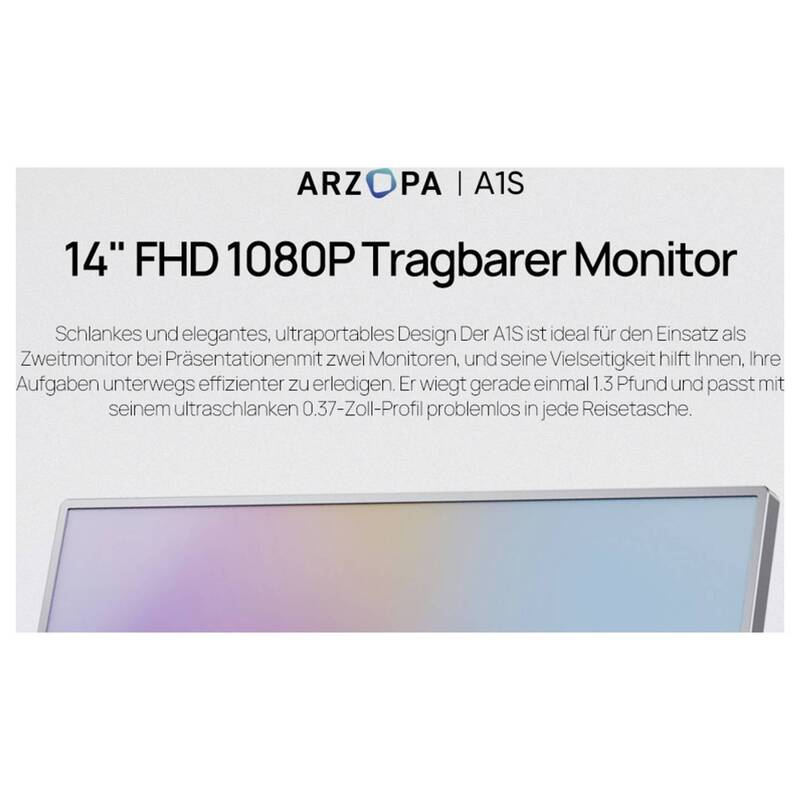 Arzopa RZOPA A1S 14 Zoll LCD-Monitor 1920x1080 25ms HDMI USB-C grau - 6975114120156