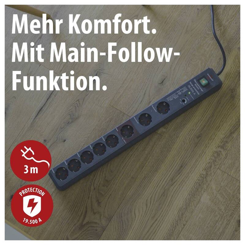 Brennenstuhl Secure-Tec 19.500A Master/Slave Steckdosenleiste 8-fach Anthrazit - 4007123611867