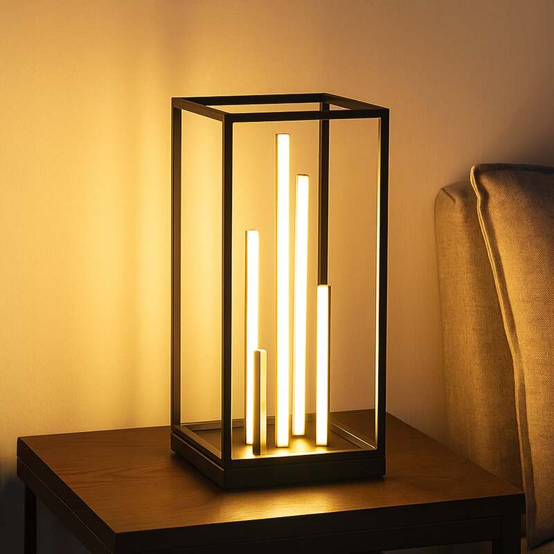 FISCHER HONSEL Tischleuchte Lampe LED Grid schwarz gold Metall dimmbar Schalter - 4003694507547