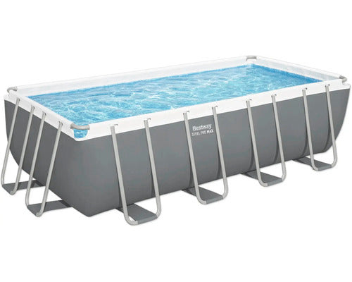 Bestway Aufstellpool Framepool eckig 488x244x122cm mit Sandfilteranlage grau - 4306516706075