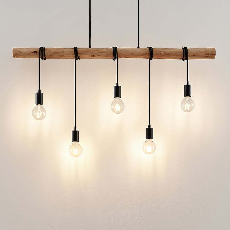 Lindby Hängeleuchte Rom 5-flg LED Pendelleuchte Lampe dimmbar schwarz 116cm - 4251096581171