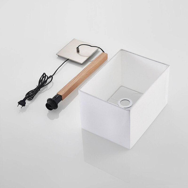 Lucande Heily Tischleuchte Holz eckig weiß Tischlampe Lampe Leuchte Spot Licht - 4251911723595
