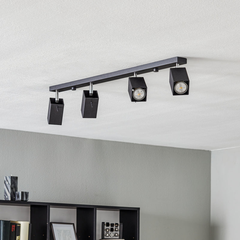 Euluna Deckenstrahler Square Deko-Deckenlampe GU10 schwarz vierflammig linear - 5903282730403