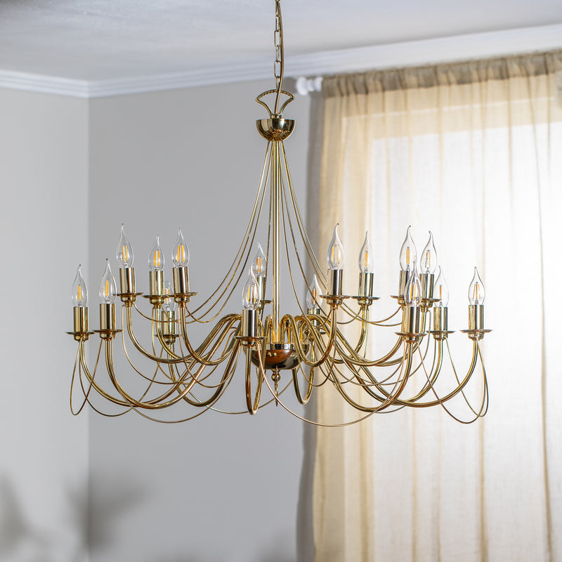 Kronleuchter Retro 16-flammig gold 90 cm dimmbar von Domiluce - 5905563001653