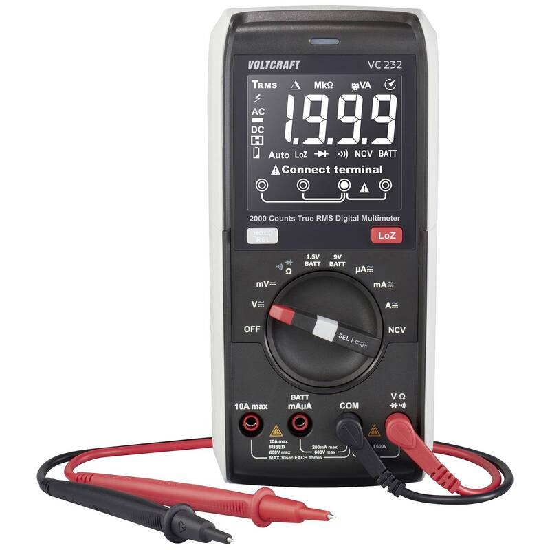 VOLTCRAFT VC232 Hand-Multimeter digital 600V True RMS mit Taschenlampenfunktion - 4064161218014