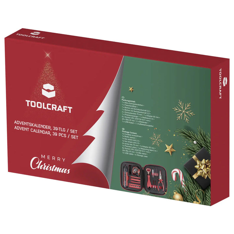 TOOLCRAFT Adventskalender Werkzeug Set Schraubendreher Bits Zange Maßband Etui - 4064161472881