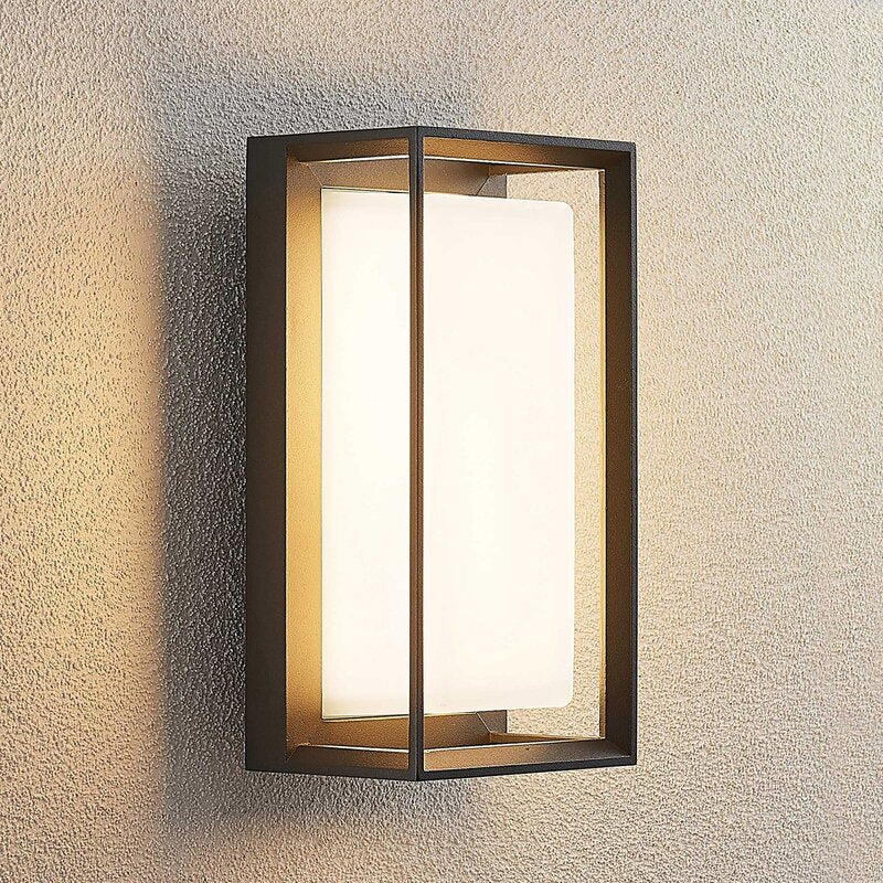 Lucande Wandleuchte Außenleuchte LED Lampe Wandlampe dunkelgrau Glas IP65 - 4251096569384