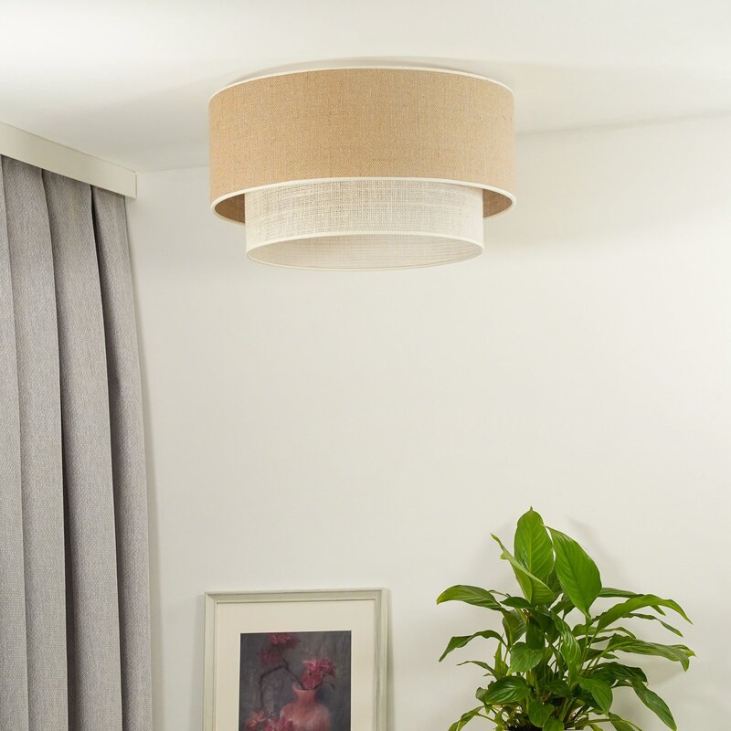Euluna Deckenleuchte Boho Jute naturbraun weiß Ø 60 cm Deckenlampe Lampe Leuchte - 4251911789980