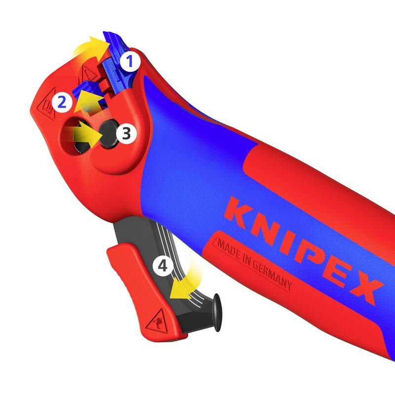 Knipex Abmantelungsmesser mit Gleitschuh und Ratschenfunktion Rundkabel 7 mm - 4003773089902